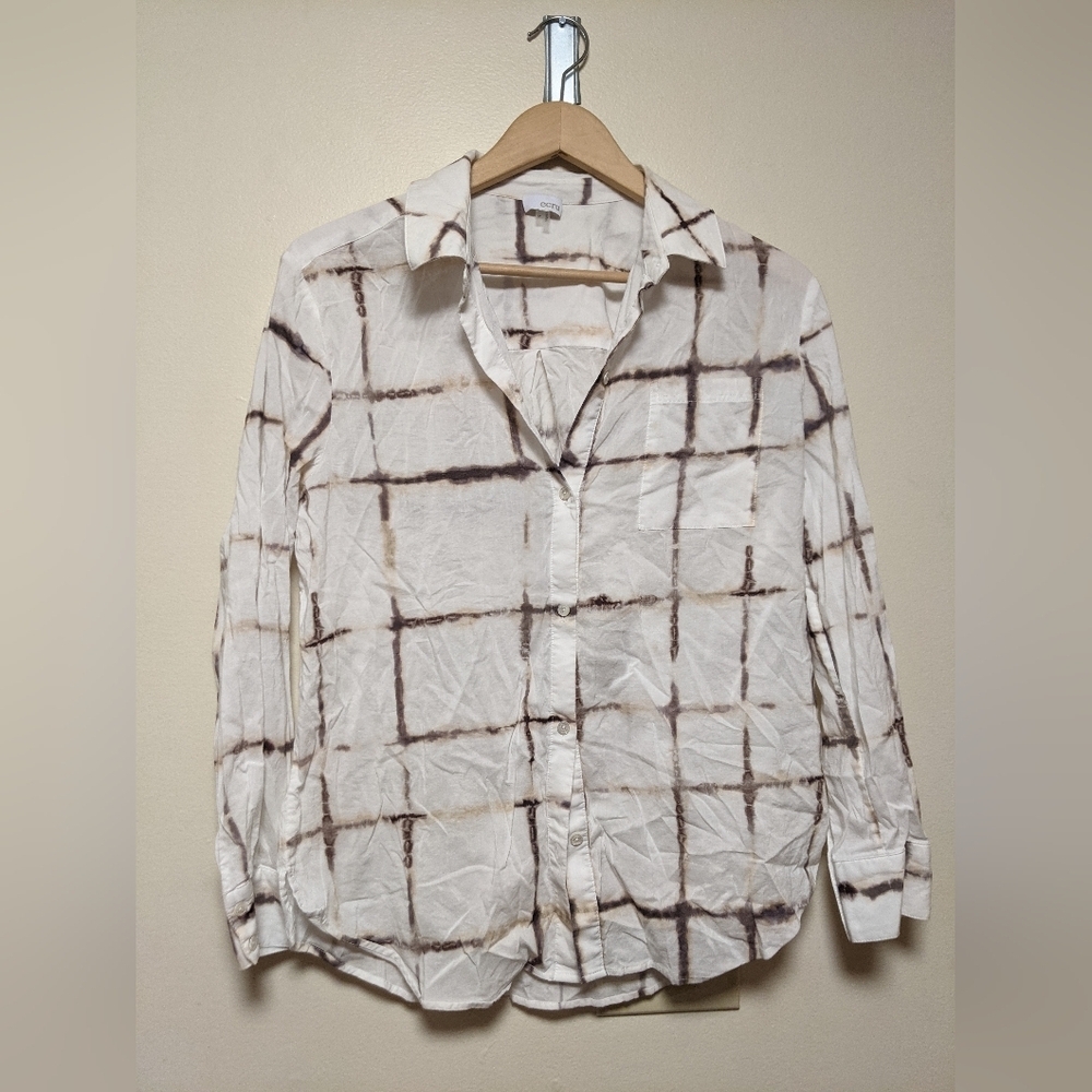Ecru button-down blouse size m - Picture 6 of 8